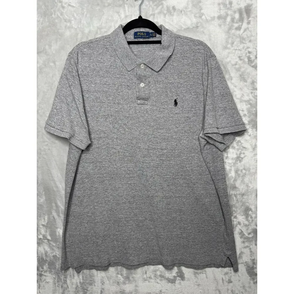 Polo Ralph Lauren Polo Shirt Men XL Gray Heather Classic Fit Pique Cotton Preppy